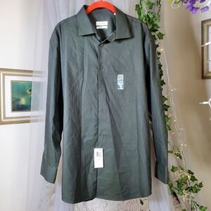 CALVIN KLEIN Mens Striped Long Sleeve Button Down Dress Shirt NWT XL $85 Green